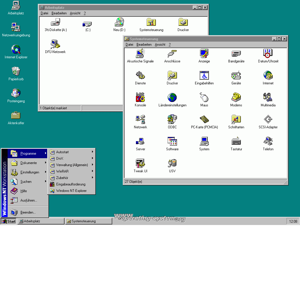 Windows NT 4.0. Изображение интерфейса